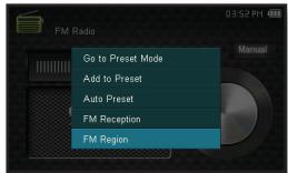 SAMSUNG YP-CP3AB - Réglage de la région FM - 1