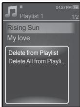 SAMSUNG YP-Q1JES - Suppression de tous les fichiers de la LISTE de lecture - 3