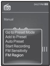 SAMSUNG YP-Q1JES - Réglage de la région FM - 1