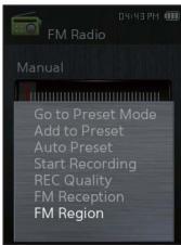 SAMSUNG YP-Q2JEW - Réglage de la région FM - 1