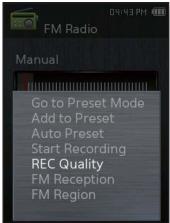 SAMSUNG YP-Q2JEW - Définition de la qualité d'enregistrement FM - 1
