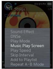 SAMSUNG YP-Q2JEW - Sélectionner l'écran de lecture musicale - 1