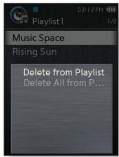 SAMSUNG YP-Q2JEW - Suppression d'un fichier de la liste de lecture - 1