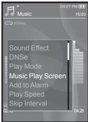 SAMSUNG YP-S3JCW - Pour sélectionner l'écran de lecture musicale - 1