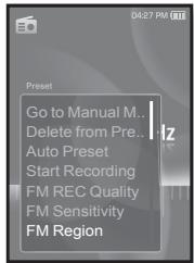SAMSUNG YP-S3JCW - Réglage de la région radio - 1