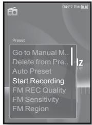 SAMSUNG YP-S3JCW - Pour enregistrer une émission de radio FM - 1