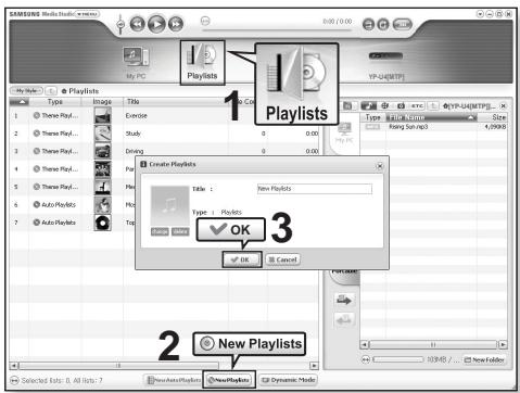 SAMSUNG YP-U4JAU - Creation d'une playlist - 1