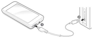SAMSUNG YP-R2CB - Connect to a PC and charge the battery - 1