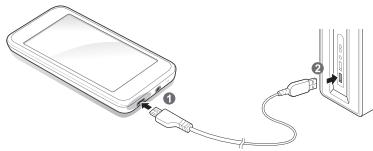 SAMSUNG YP-R2CS - Connect to a PC and charge the battery - 1