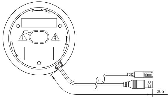 Technical diagram showing a circular component connected to a 205-pin connector with labeled parts and connection points.