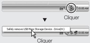 EN 10:00 AM Cliquer Safely remove USB Mass Storage Device - Drive(H;) EN 10:00 AM Cliquer