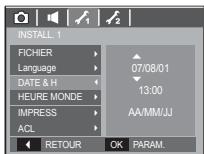 SAMSUNG KENOX S85 - Paramétrage de la date, de l'heure et du type de la date - 1