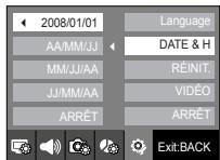 SAMSUNG NV24 HD SILVER - Paramétrage de la date, de l'heure et du type de la date - 2