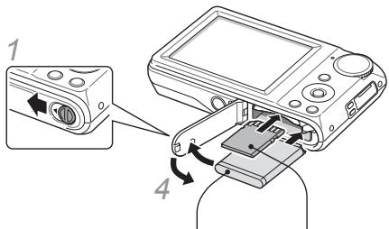 SAMSUNG PL100 - Inserting the battery and memory card - 1