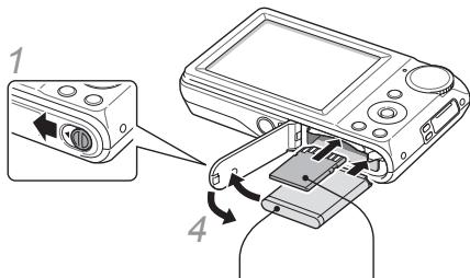 SAMSUNG PL100 - Akku und Speicherkarte einsetzen - 1