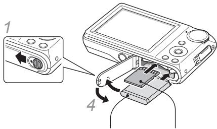 SAMSUNG PL100 SILVER FRONT - Insertion de la batterie et de la carte mémoire - 1