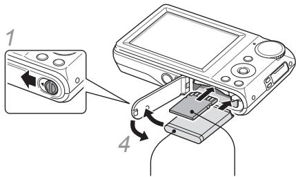 SAMSUNG PL100 SILVER FRONT - Memasukkan baterai dan kartu memori - 1