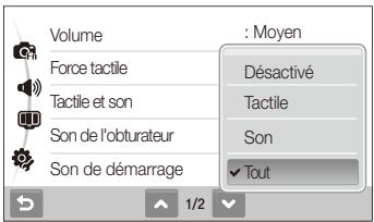 SAMSUNG ST510 - Réglage des vibrations ou du son de l'écran tactile - 1