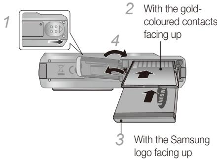 SAMSUNG VLUU ES60 - Inserting the battery and memory card - 1