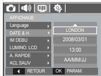 SAMSUNG VLUU I80 - Paramétrage de la date, de l'heure et du type de la date - 1