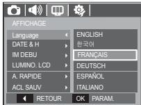 SAMSUNG VLUU I80 - Menu de configuration - 1
