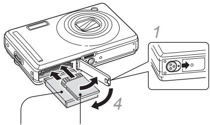 SAMSUNG VLUU PL70 - Insertion de la batterie et de la carte mémoire - 1
