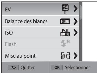 SAMSUNG WB200F - Ex : selection d'une option de balance des blancs en mode Programme : - 2