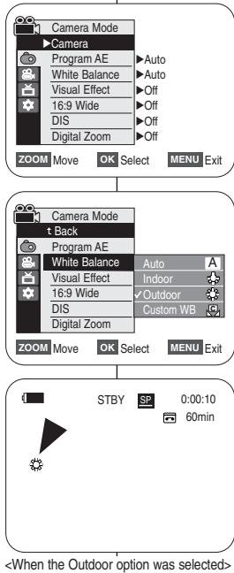 SAMSUNG VP-D362 - Réglage du mode White Balance (Bal. Blancs) - 1