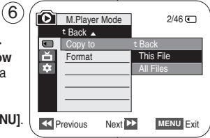 SAMSUNG VP-D362 - Copie des fichiers de la carte mémoire vers la mémoire interne (Copy to) (Copier vers) (modele VP-D365W(i) uniquement) - 3