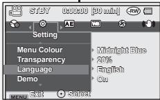 SAMSUNG VP-DX100 - INITIAL SETTING: OSD LANGUAGE &amp; DATE AND TIME - 3
