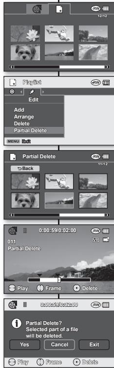 SAMSUNG VP-DX100 - Suppression d'une partie d'image video dans une liste de lecture - 2