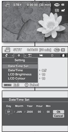 SAMSUNG VP-DX100 - Réglage de la date et de l'heure - 1