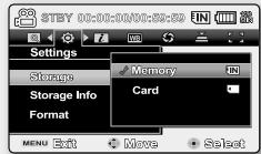 SAMSUNG VP-MX20C - SELECTION DU SUPPORT DE STOCKAGE (VP-MX20C/MX20CH UNIQUEMENT) - 2