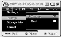 SAMSUNG VP-MX20C - VÄLJA LAGRINGSMEDIET (ENDAST VP-MX20C/MX20CH) - 2