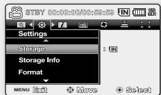 SAMSUNG VP-MX20C - SELECTION DU SUPPORT DE STOCKAGE (VP-MX20C/MX20CH UNIQUEMENT) - 1