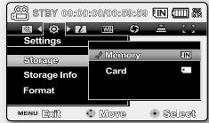 SAMSUNG VP-MX20CH - SELECTING THE STORAGE MEDIA (VP-MX20C/MX20CH ONLY) - 2