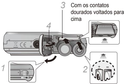 SAMSUNG ES19 - Inserindo a bateria e o cartao de memoria - 1