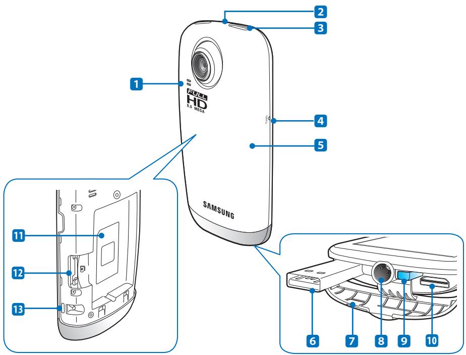 SAMSUNG HMX-E10OP - Vue avant / latérale droite / inférieure - 1