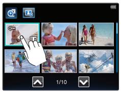 SAMSUNG HMX-E10OP - Touchez la vidéo souhaitée. - 1