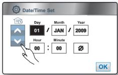 SAMSUNG HMX-H104BP - Réglage du fuseau horsaire et de la date/heure pour la première fois - 2