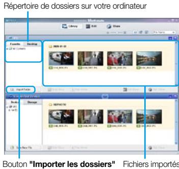Répertoire de dossiers sur votre ordinateur Bouton "Importer les dossiers" Fichiers importés