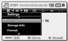SAMSUNG SC-MX20B - SELECTING THE STORAGE MEDIA (SC-MX20C/MX20CH/MX20E/MX20EL/MX20ER ONLY) - 1
