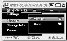 SAMSUNG SC-MX20EL - SELECTING THE STORAGE MEDIA (SC-MX20C/MX20CH/MX20E/MX20EL/MX20ER ONLY) - 2