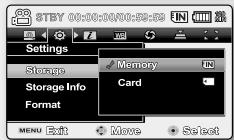 SAMSUNG SC-MX20ER - SELECTIONANDO A MÍDIA DE ARMAZENAMENTO (SOMENTE PARA SC-MX20C/MX20CH) - 2