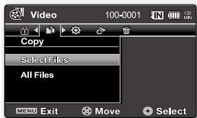 Video 100-0001 Copy Select Files All Files MENU Exit Move Select