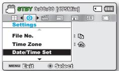 SAMSUNG SMX-F40SP - Date/Time Set (Réglage Date/Heure) - 1