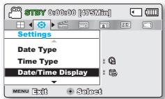 SAMSUNG SMX-F40SP - Date/Time Display (Affichage Date/Heure) - 1