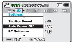 SAMSUNG SMX-F500 - AUTO POWER OFF (Arrêt automatique) - 1