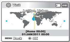 SAMSUNG SMX-F500 - Réglage de l'horloge selon l'heure locale ("Visit"(Visite)) - 1