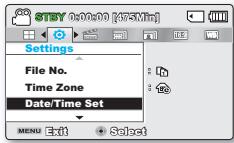 SAMSUNG SMX-F500 - DATE/TIME SET (Réglage Date/Heure) - 1